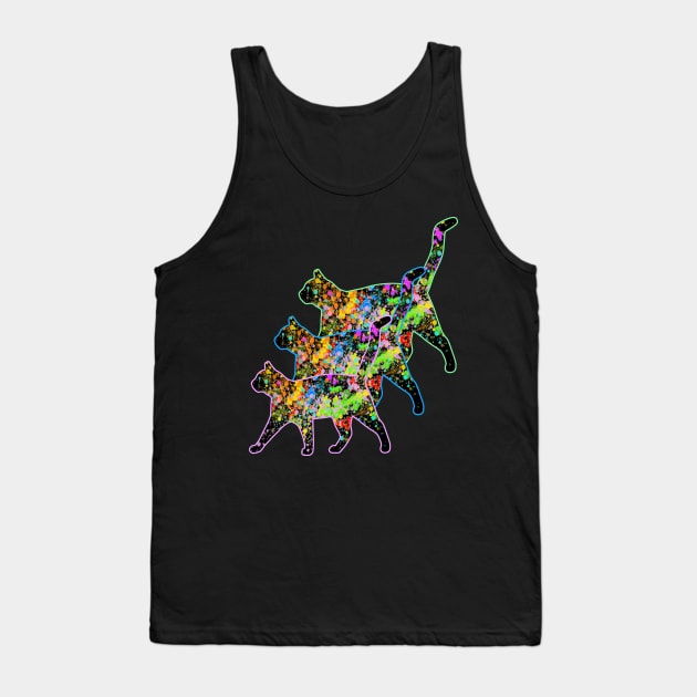 Psychedelic Cat Walk - Cats Strutting Their Stuff on the Catwalk - Meow! Tank Top by innerspectrum